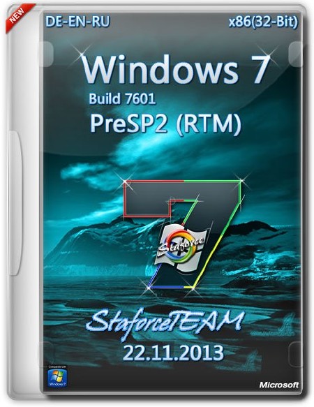 Windows 7 Build 7601 PreSP2 RTM DE/EN/RU 22.11.2013 StaforceTEAM (x86/2013)